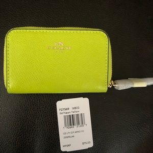 Coach Neon Yellow Wallet, NWT